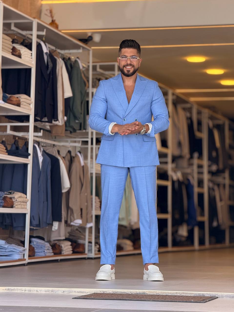 Blue Dubetti Peak Lapel Suit