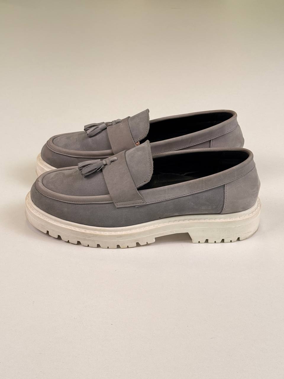 Gray/White Chamois Loafers