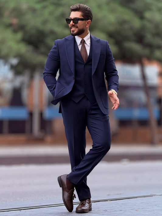 Navy Peak Lapel Suit