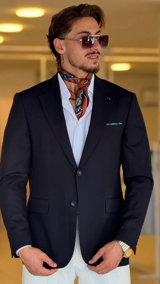 Navy Blue Velvet Blazzer
