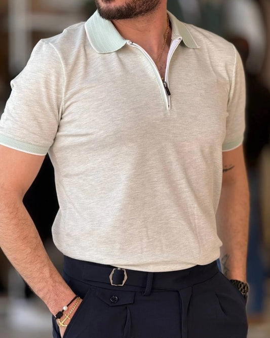 Light Mint Half Zip Polo