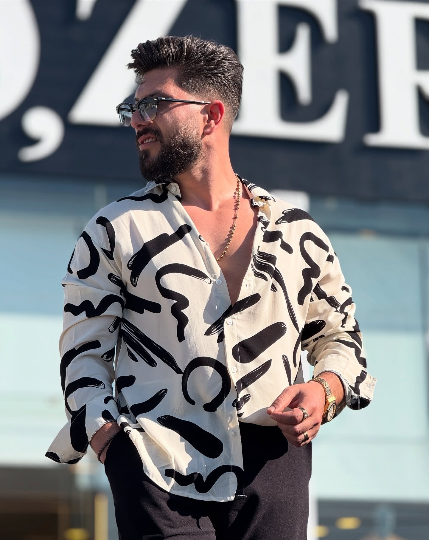 Black & White Floral Summer Shirt