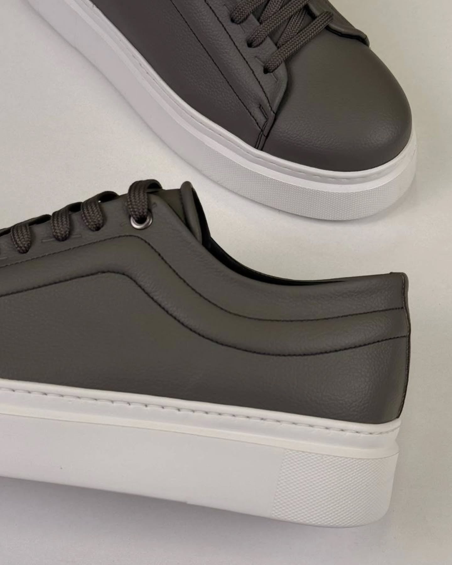 Grey Leather Sneakers