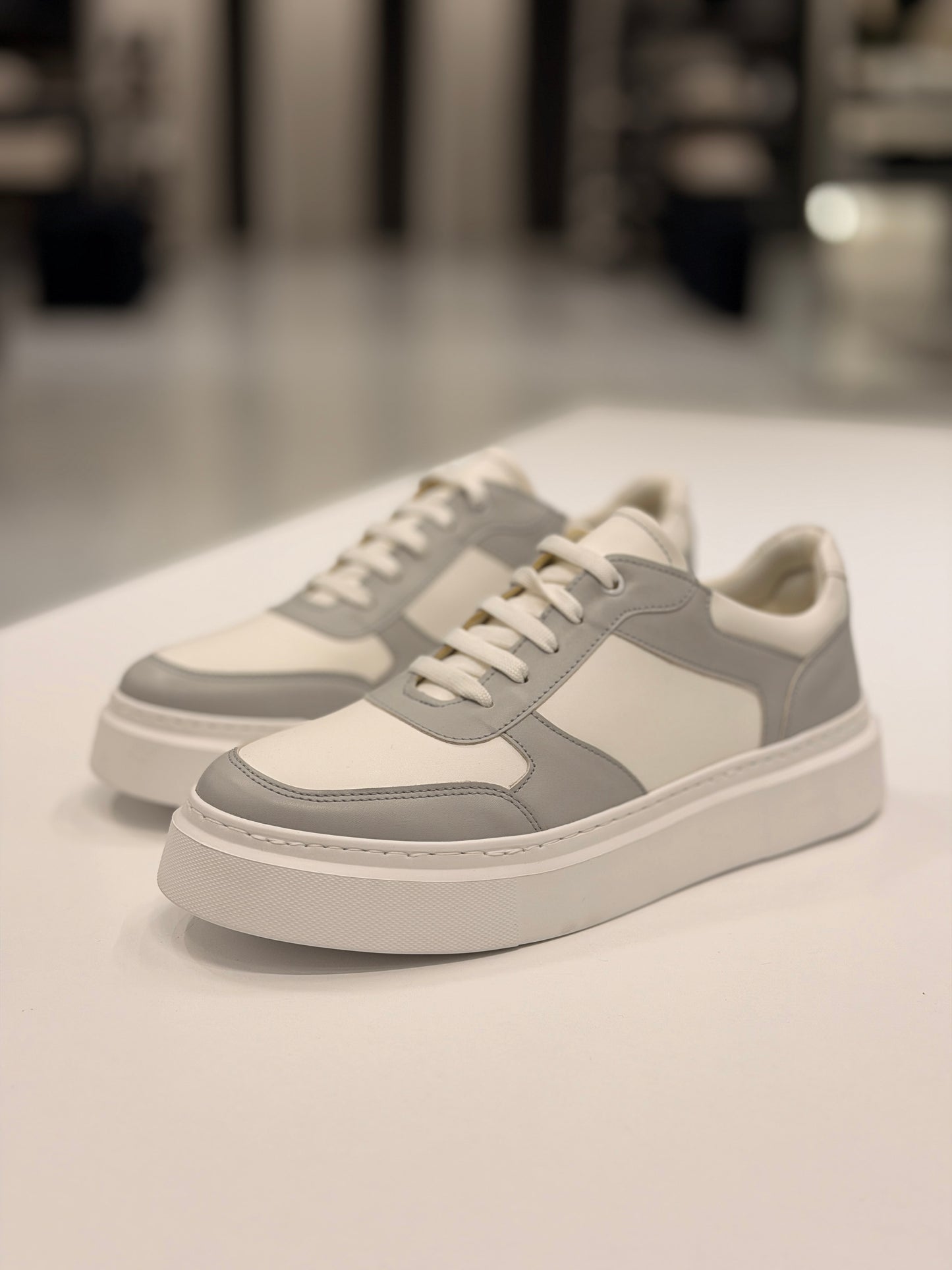 Gray & White Ozero Sneakers