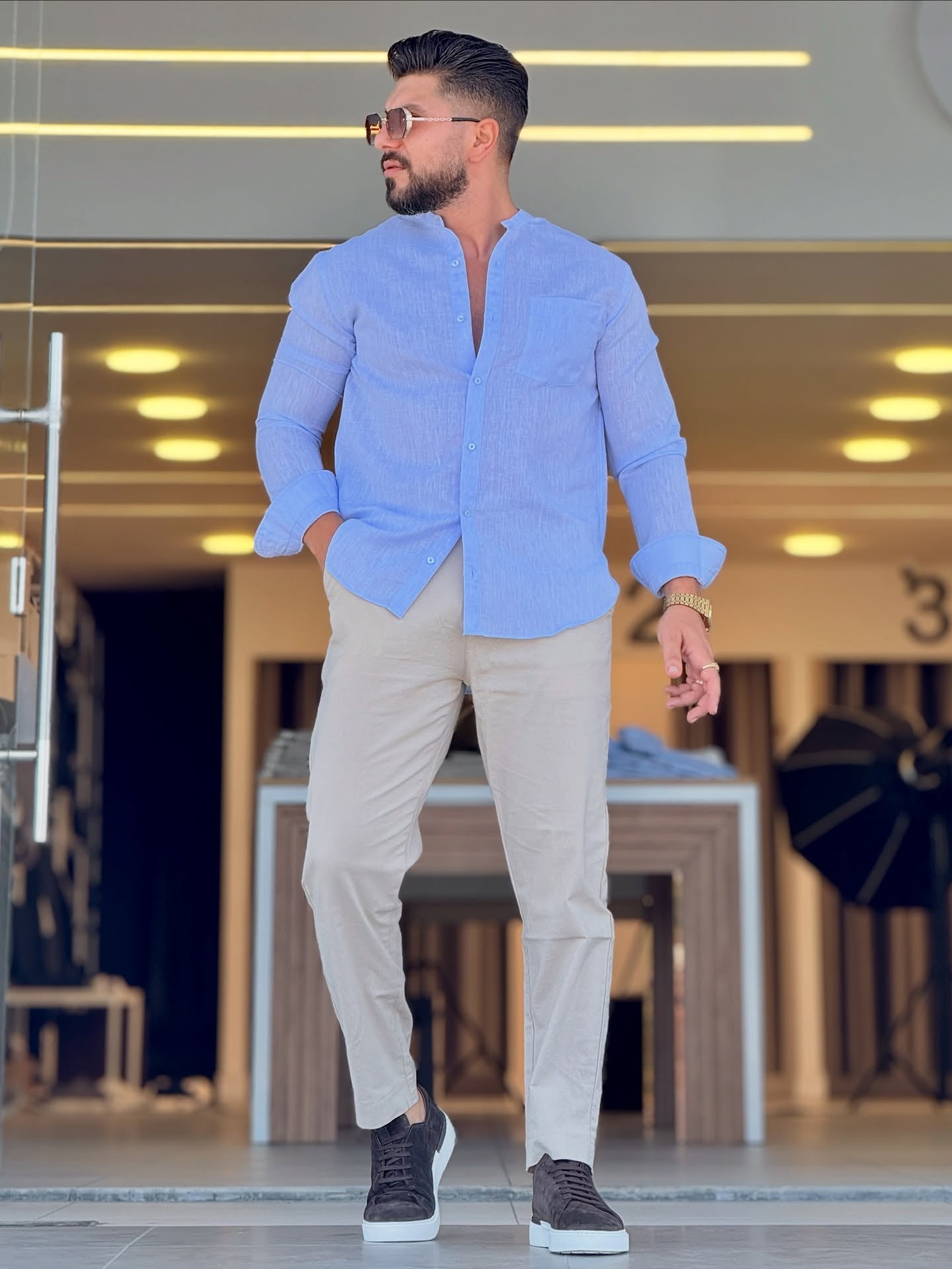 Baby Blue Linen Shirt