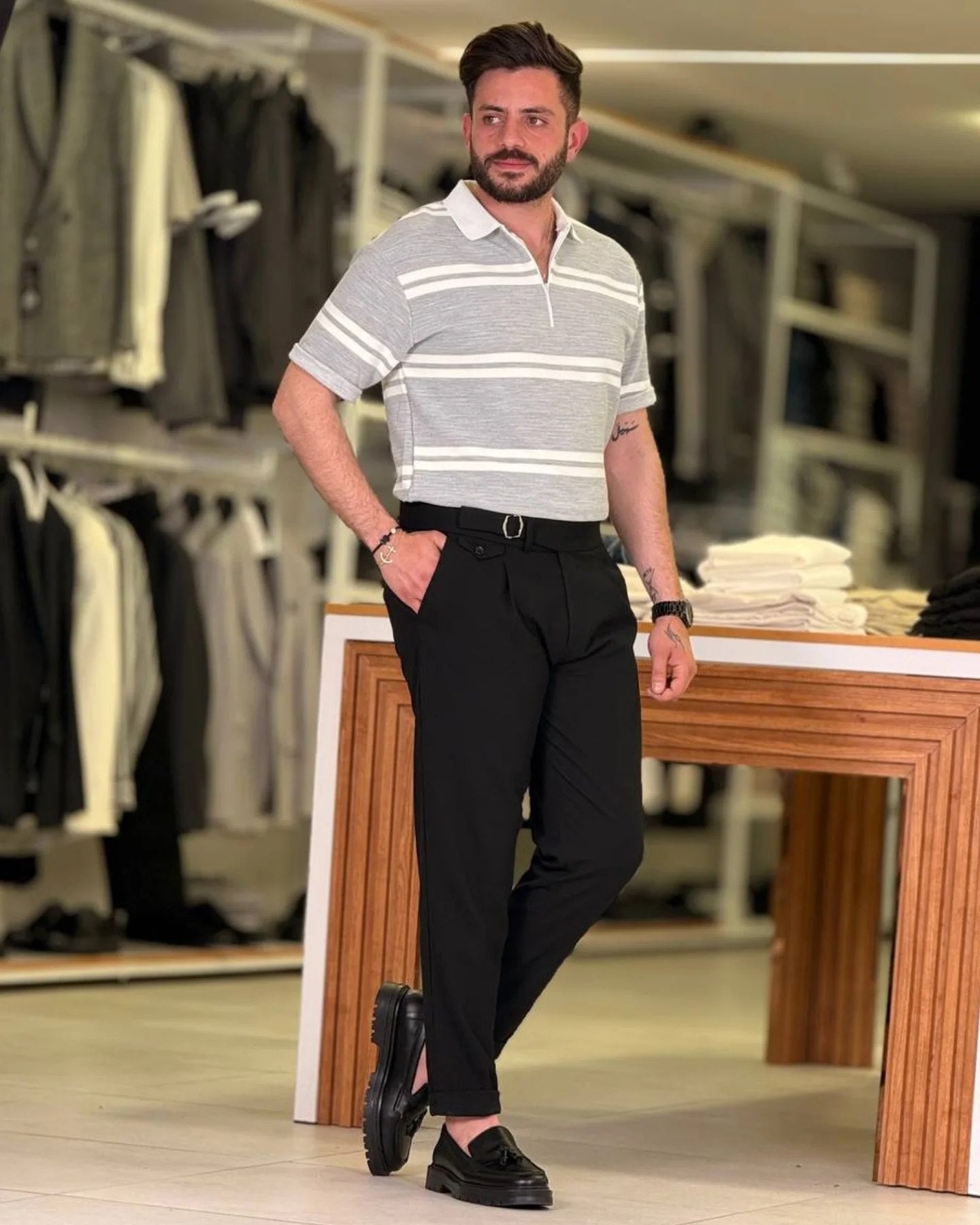 Gray/White Polo