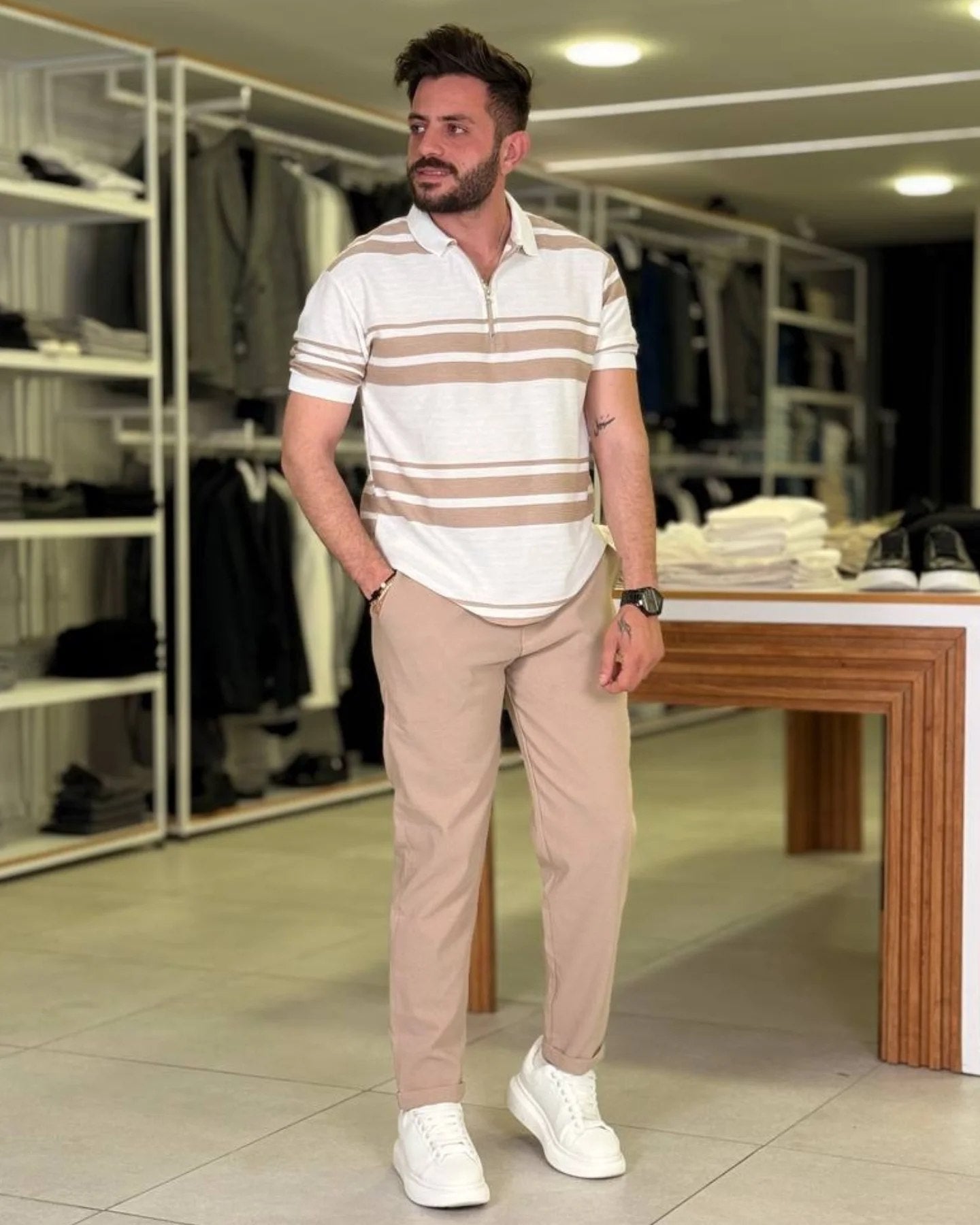 White/Beige Polo