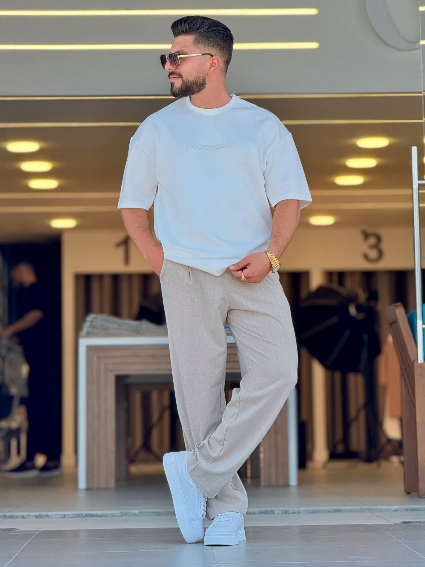 Light Beige Casual Pants
