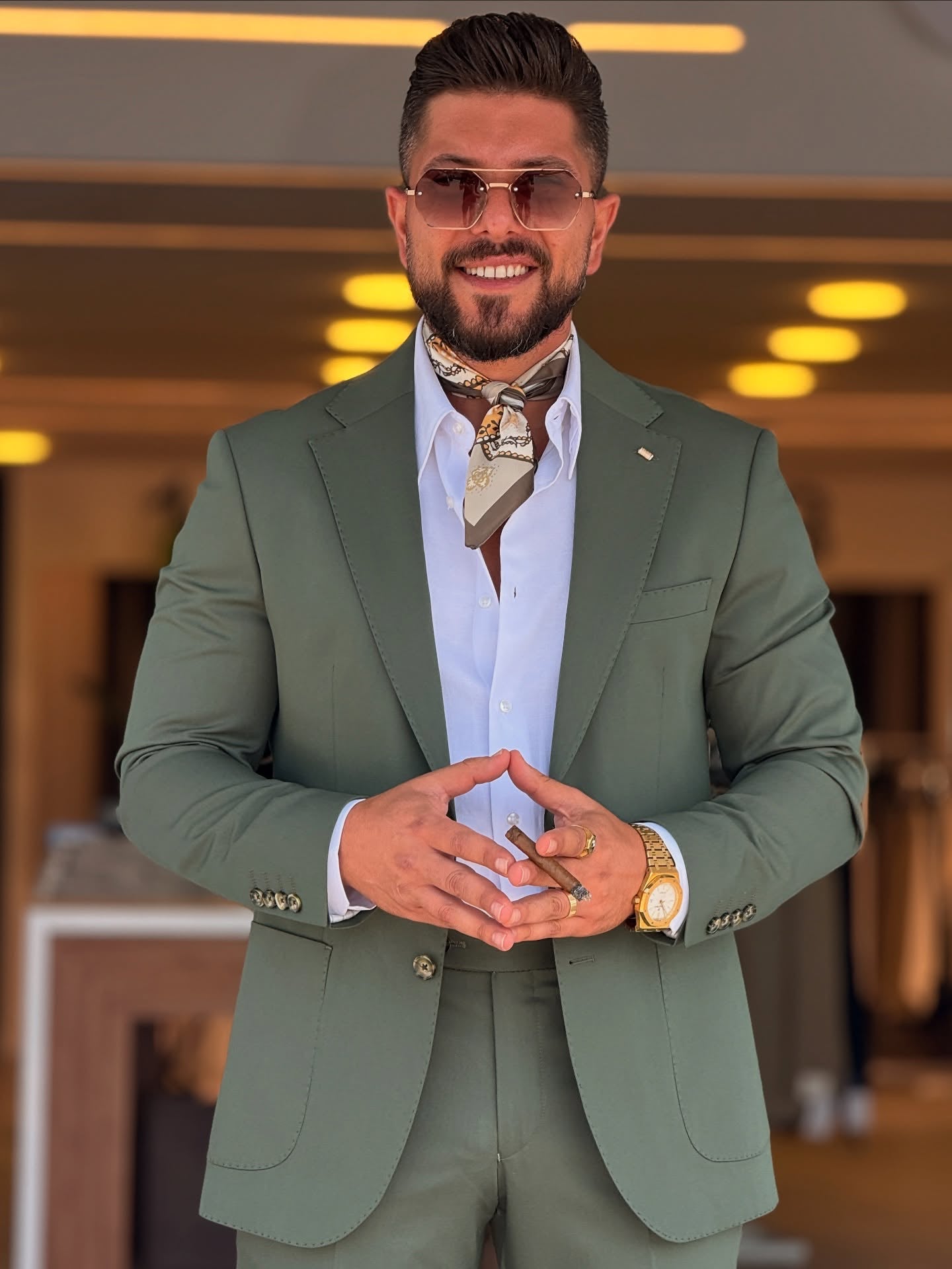 Green Casual Suit