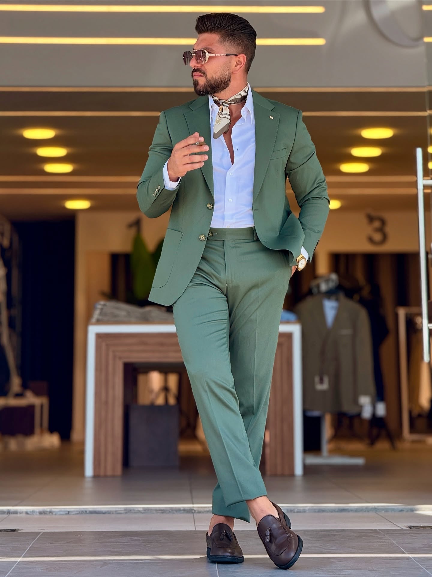 Green Casual Suit