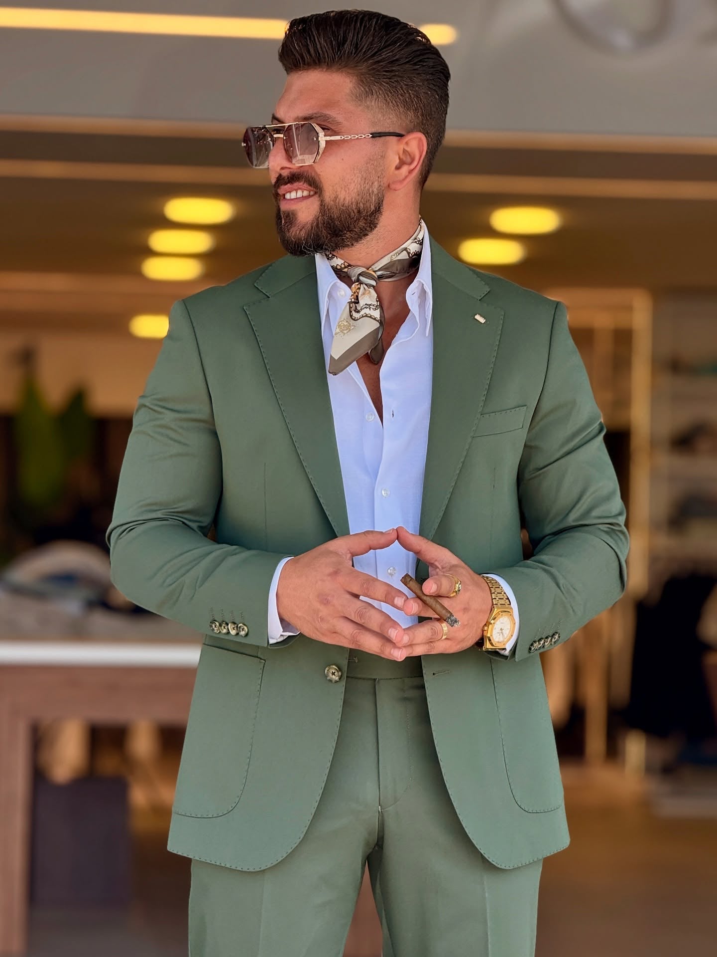 Green Casual Suit