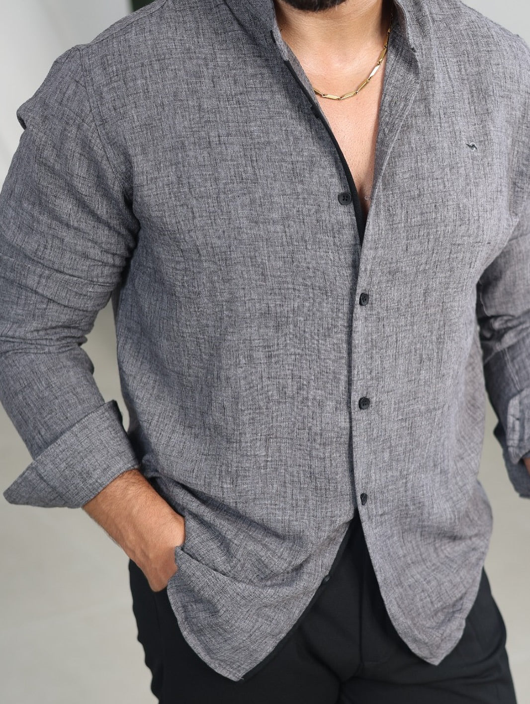 Dark Grey Linen Shirt