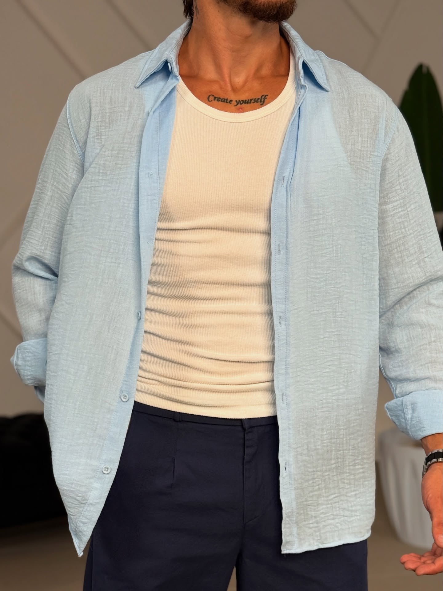 Light Blue Linen Shirt
