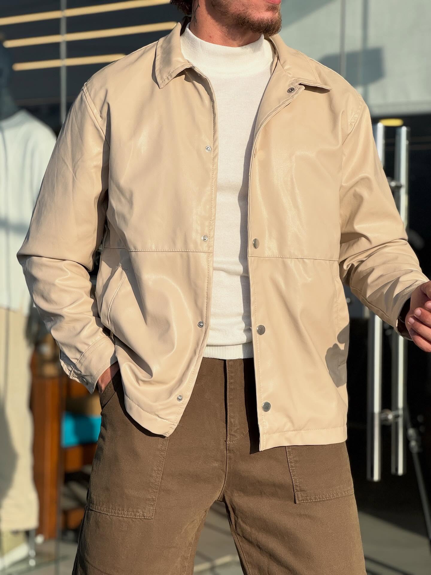Beige Leather Jacket