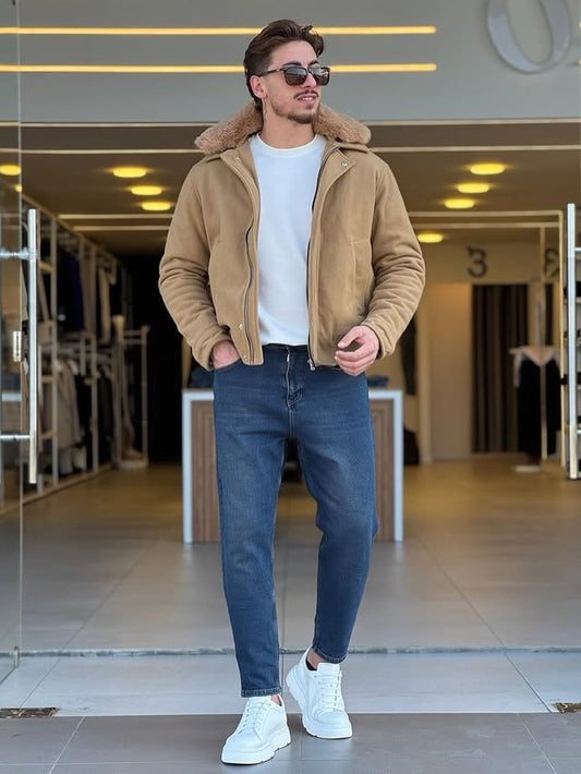 Fur Neck Beige Jacket