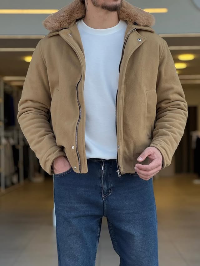 Fur Neck Beige Jacket