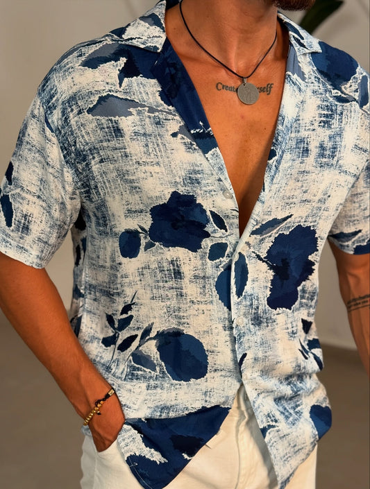 Navy Blue Floral Shirt