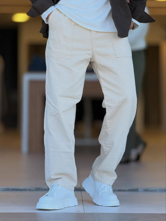 Beige Baggy Jeans