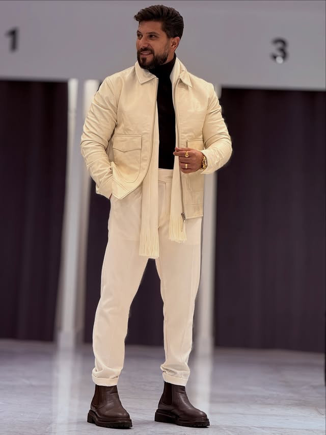 Beige Leather Jacket