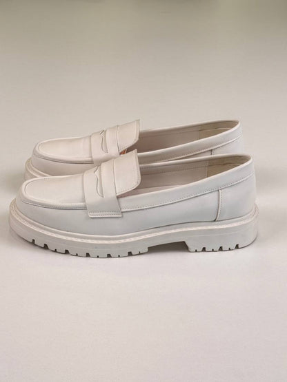 Full White leather Loafers