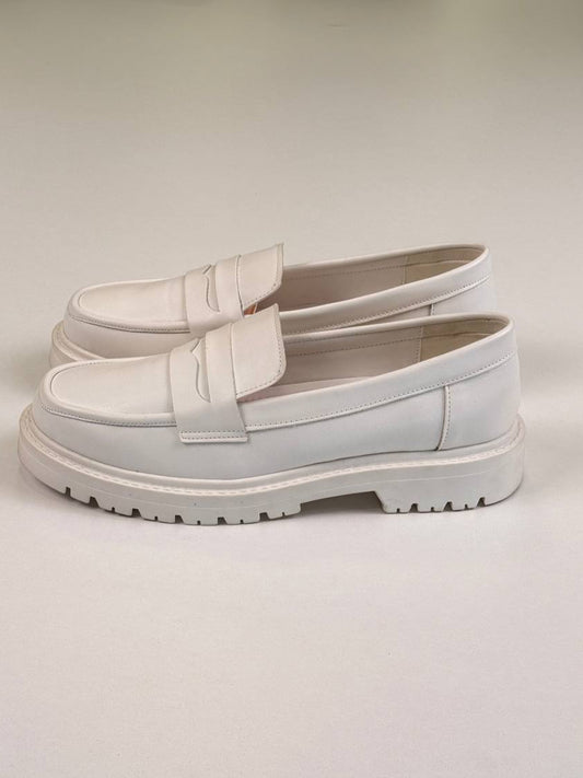 Full White leather Loafers