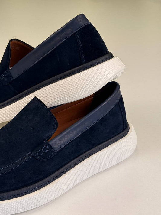 Navy Blue Loafers chamois
