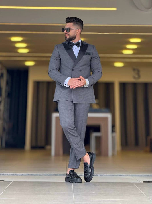 Gray Tuxedo Dubetti Peak Lapel Suit
