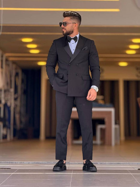 Black Tuxedo Dubetti Peak Lapel Suit