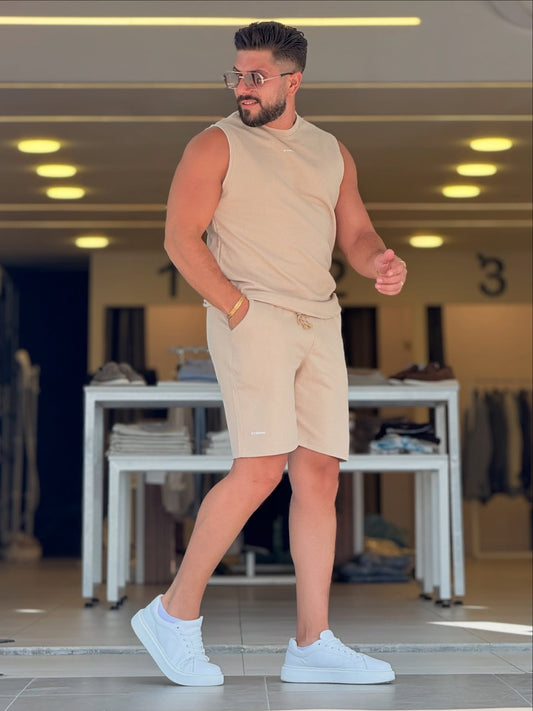 Beige I-Shirt Set