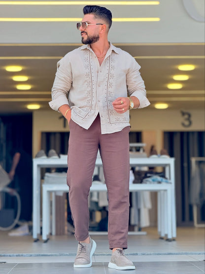 Light Beige Patterned Shirt