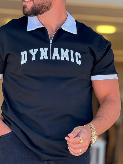 Black Dynamic White Neck Polo