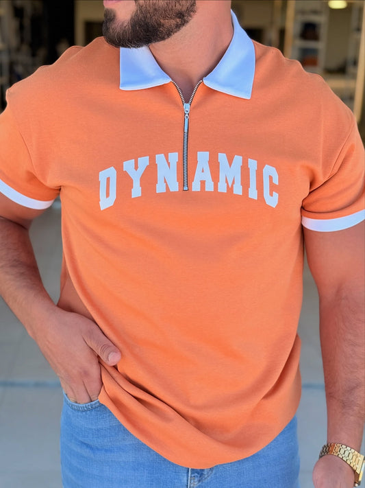 Orange Dynamic White Neck Polo