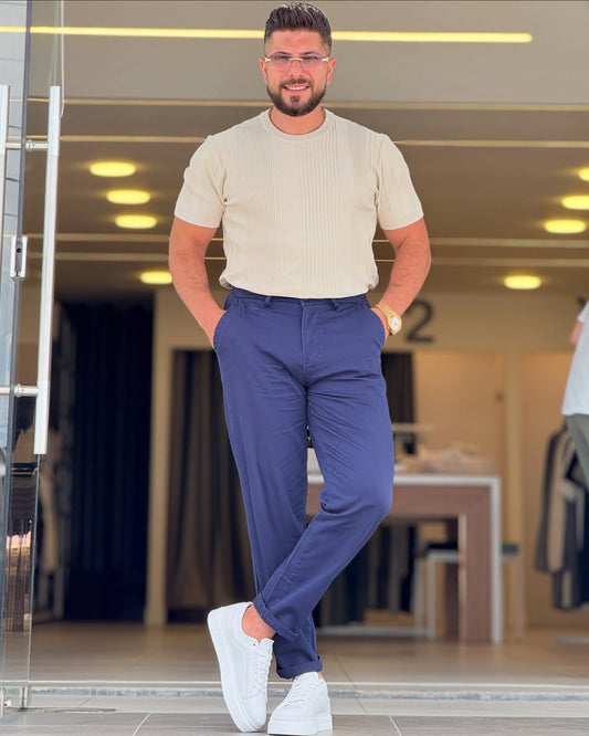 Beige Round Neck T-Shirt