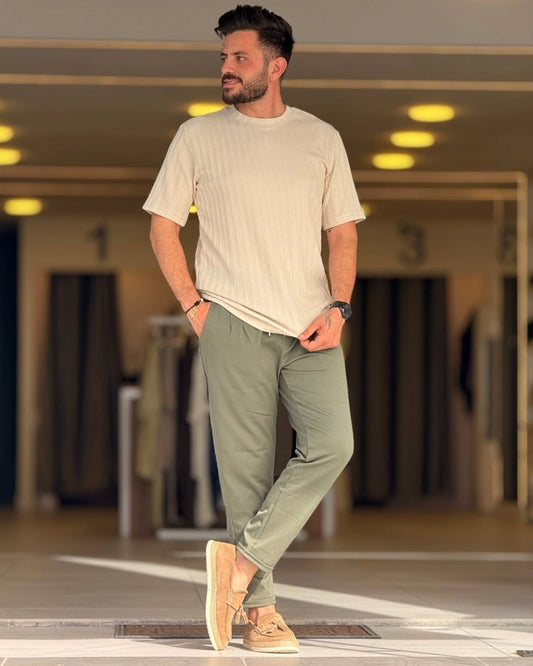 Light Beige Round Neck T-Shirt