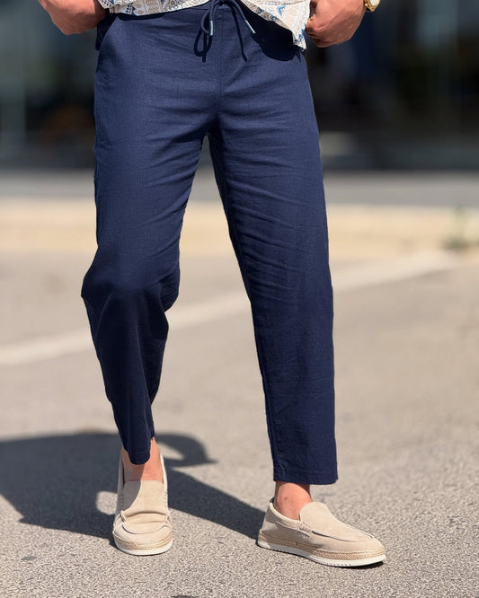 Navy Blue Linen Pants
