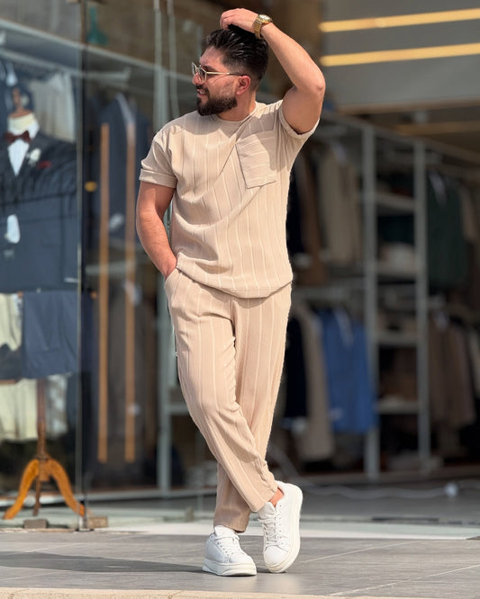 Beige T-Shirt Set