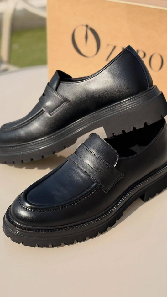 Moccasin Black Leather Shoes