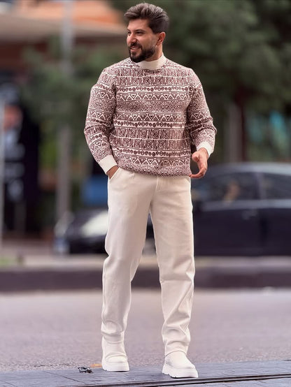 Patterned Burgundy Sweater
