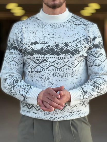 Olive Green Patterned Sweater