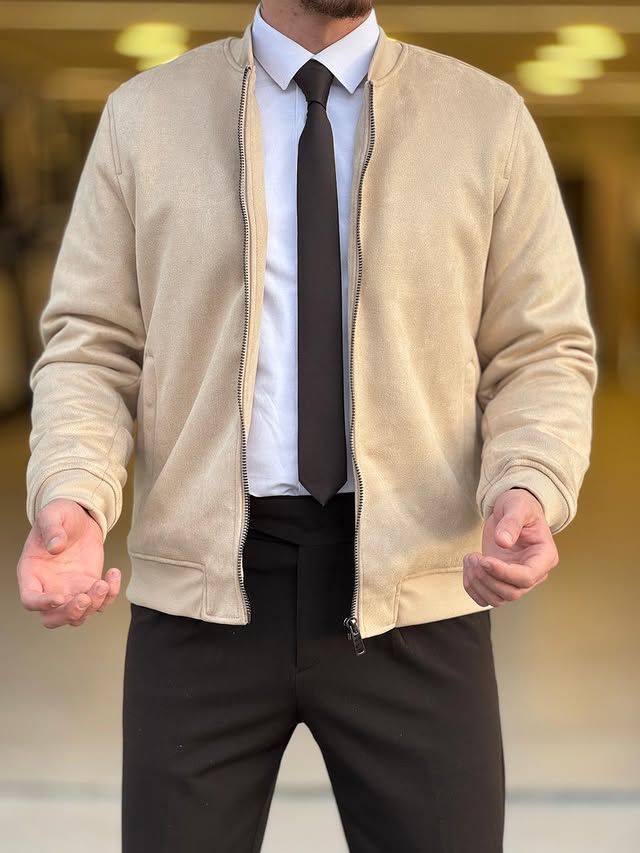 Beige Chinese Neck Jacket