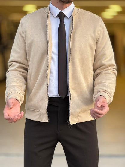 Beige Chinese Neck Jacket