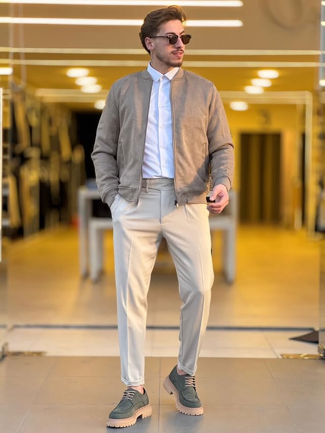 Brown Chinese Neck Jacket