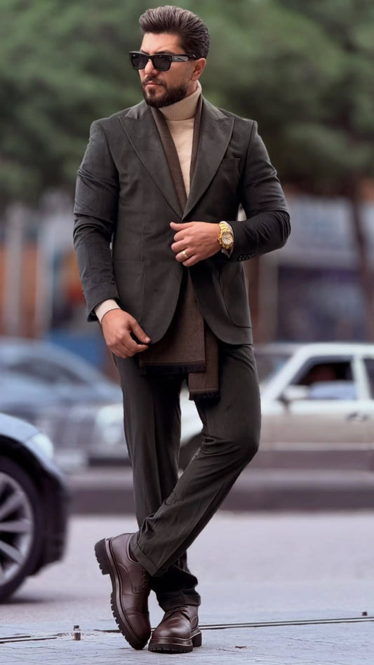 Dark Green Velvet Suit