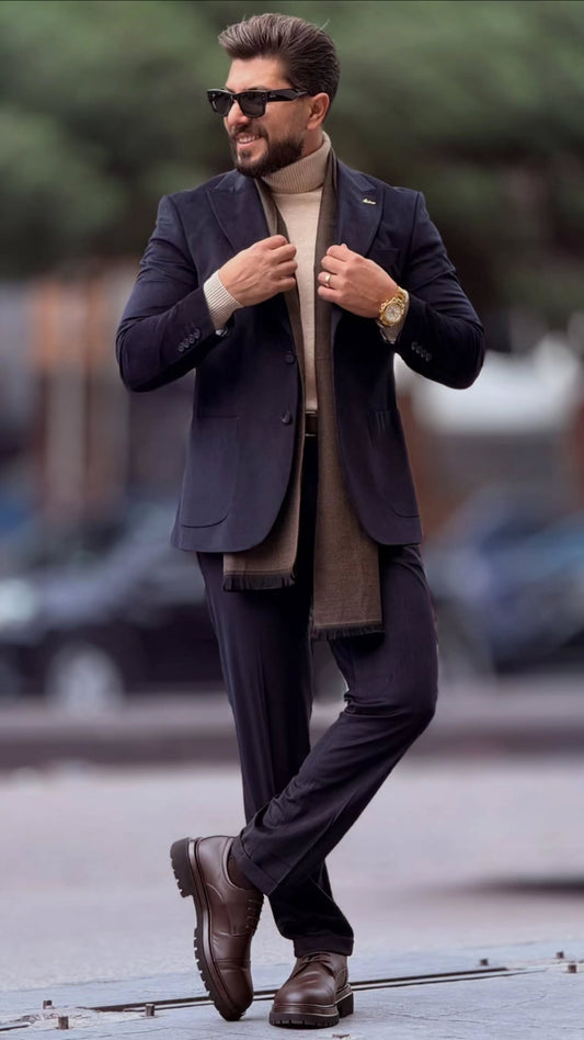 Dark Blue Velvet Suit
