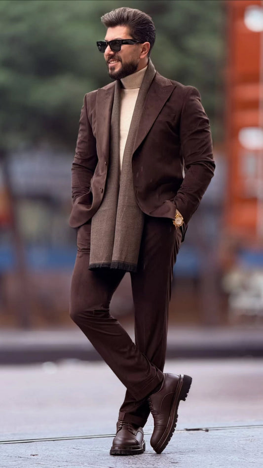 Dark Brown Velvet Suit