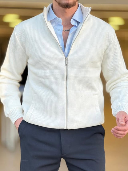 Double Zipped Off-White Sweater
