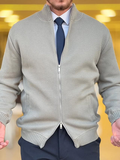 Double Zipped Sweater In Beige