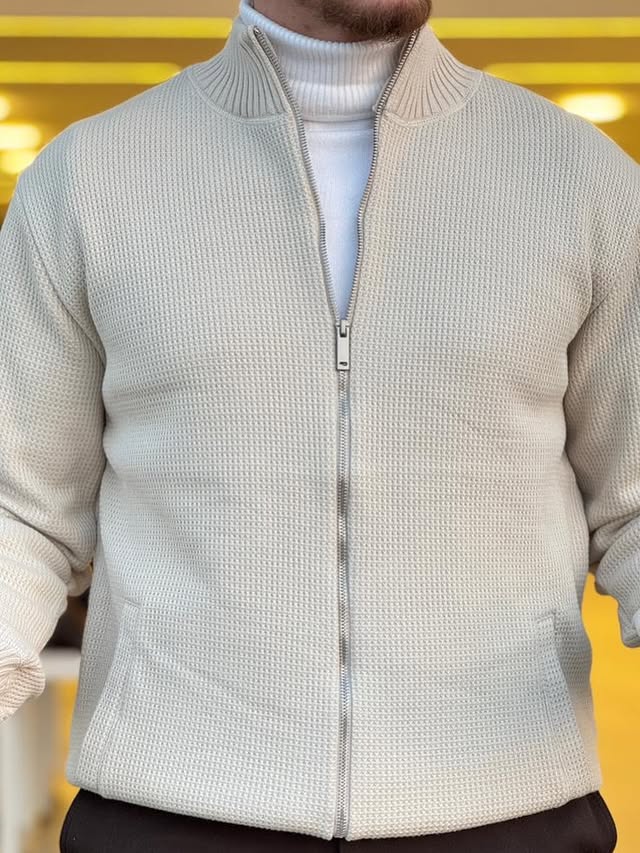 Double Zipped Sweater In Beige