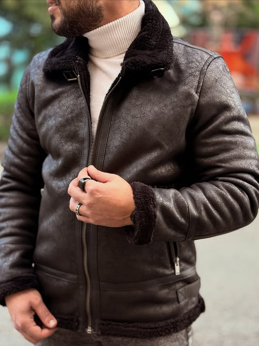 Dark Brown Fur Casual Jacket