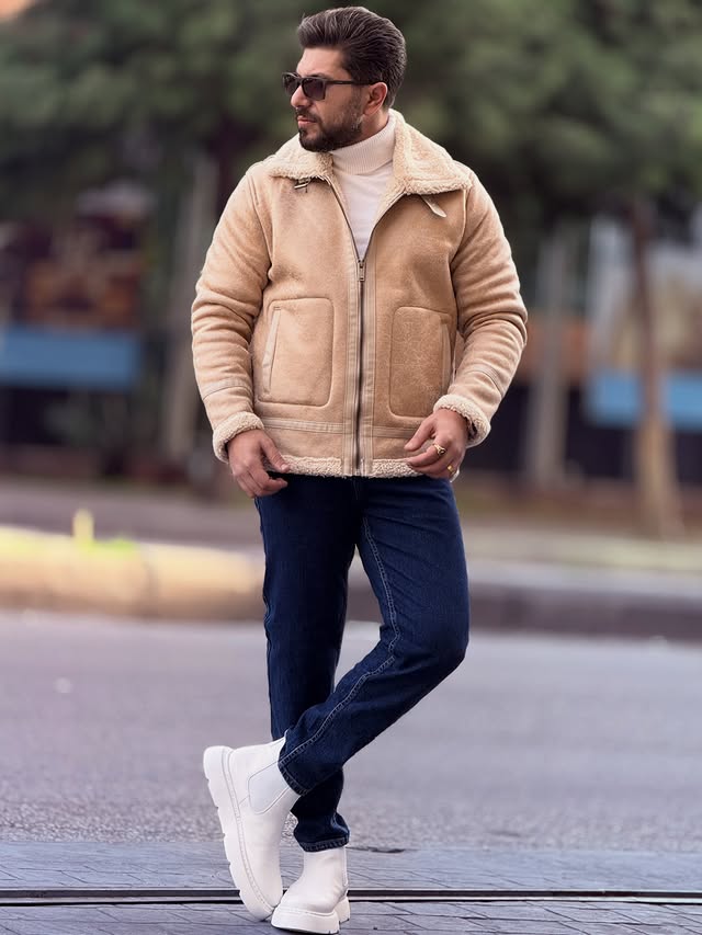 Beige Fur Casual Jacket